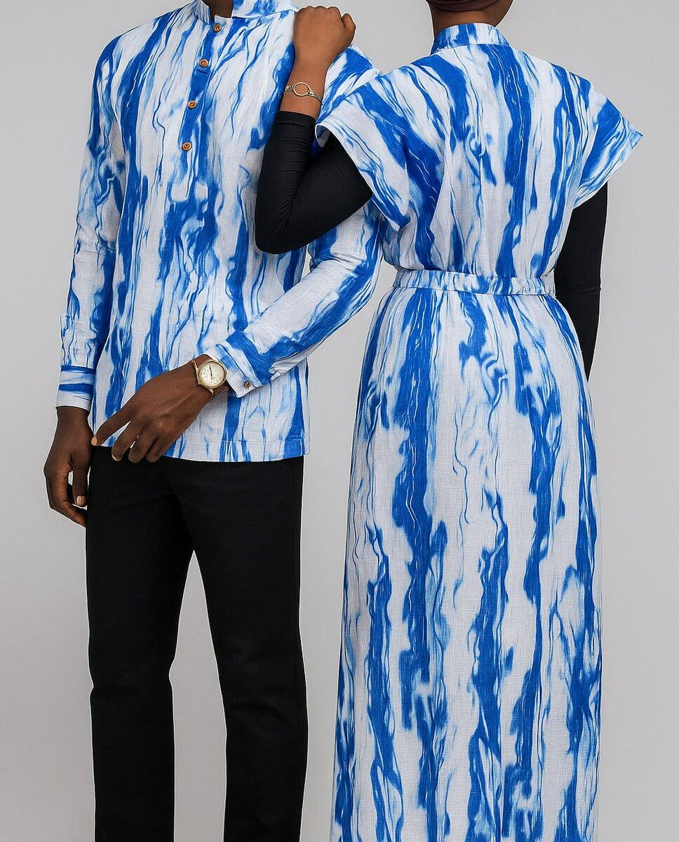 Tenue assortie bleue unisexe