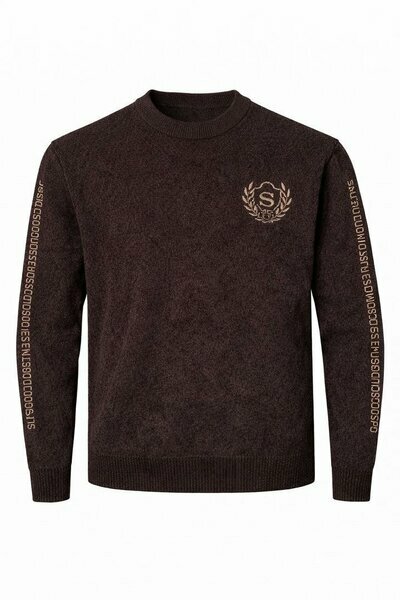 Pull marron foncé logo S