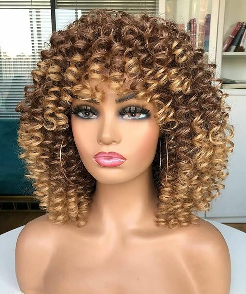 Perruque synthétique bouclée Ombre