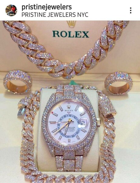 Montre Rolex en or rose avec diamants