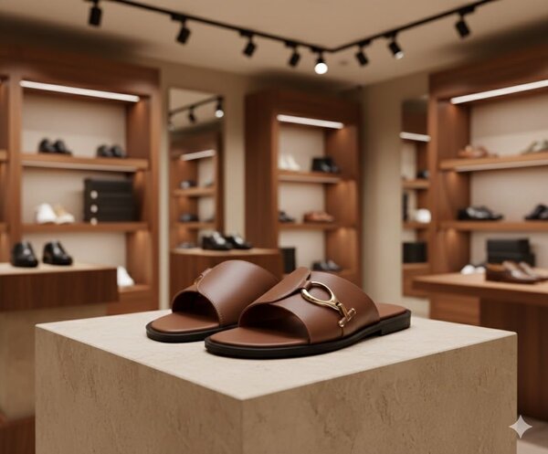 Sandales en cuir marron pour homme