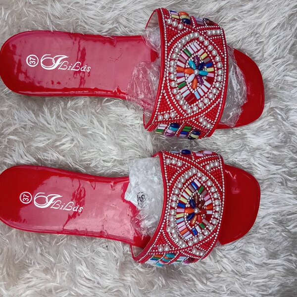 Sandales rouges à strass BiBas pour femme