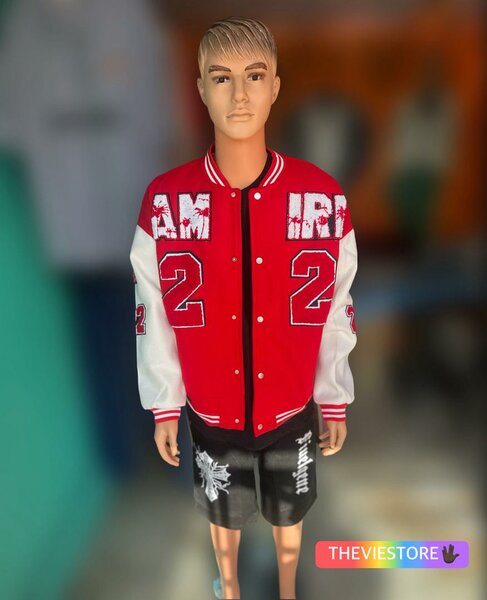 Veste de baseball rouge pour homme