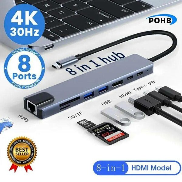 Hub USB-C 8 en 1 HDMI 4K