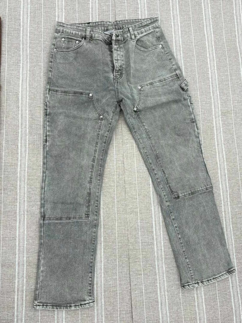 Jean droit gris avec poches