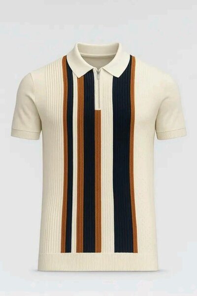 Polo en maille rayé chic