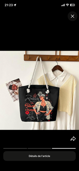 Sac cabas noir Rock and femme