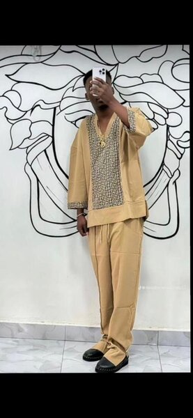 Ensemble homme africain beige