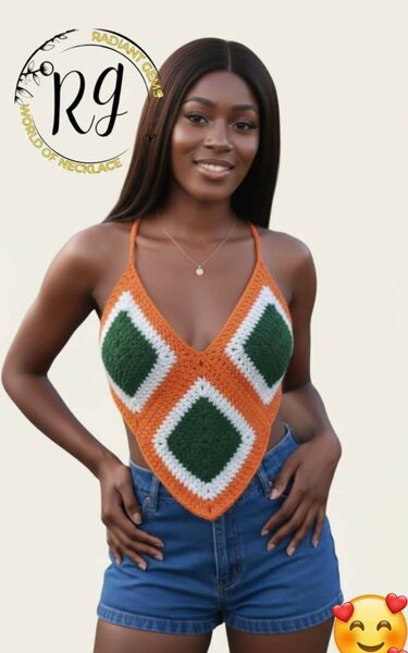 Top crochet coloré féminin
