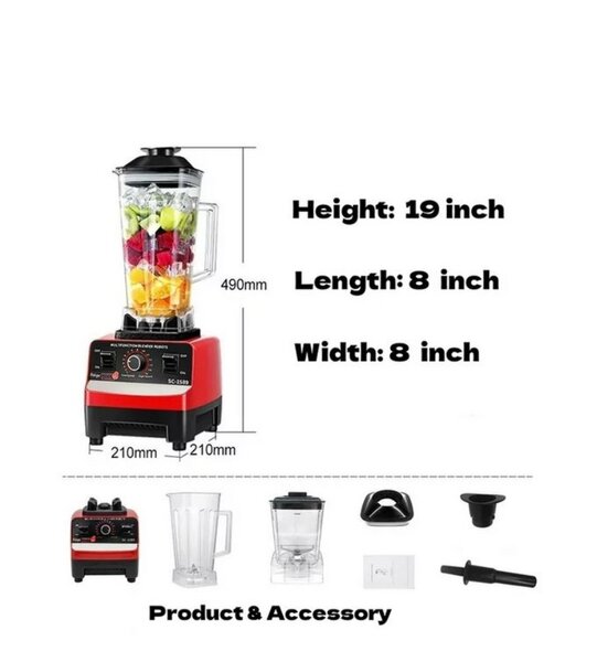 Blender Multifonction avec 2 Bols - Rouge