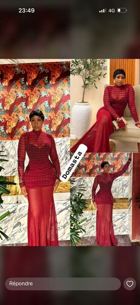 Robe rouge en dentelle pour femmes