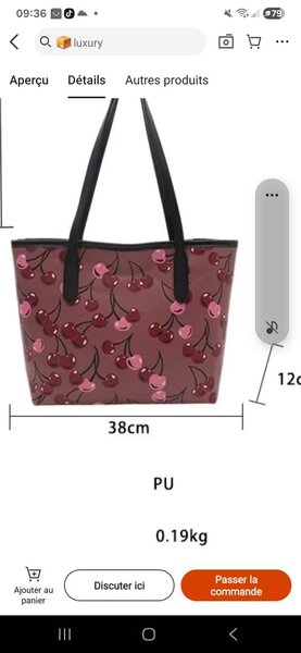 Sac cabas motif cerises