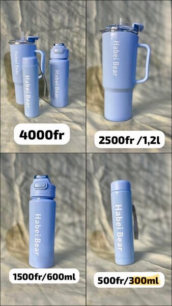 Gourde Habei Bear bleue réutilisable