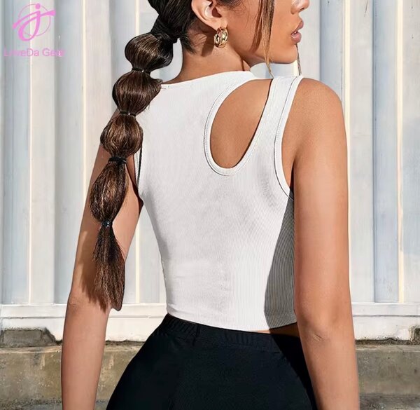 Top court côtelé femme