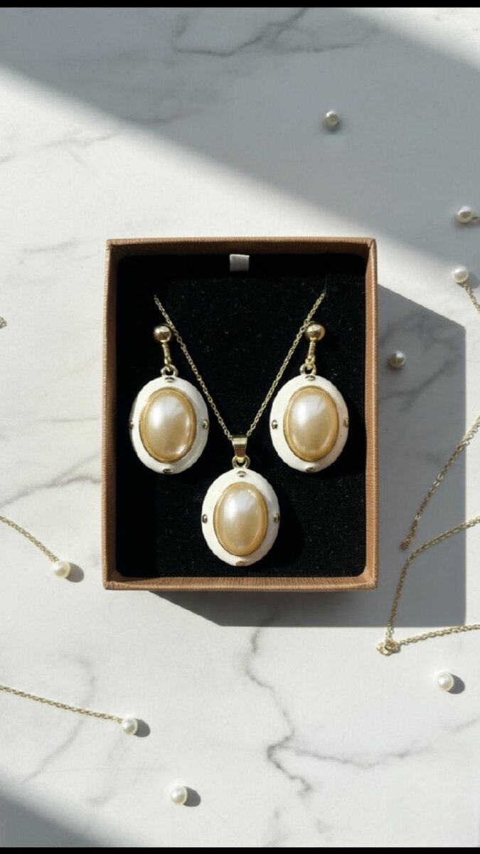 Parure pendentif et boucles en perles