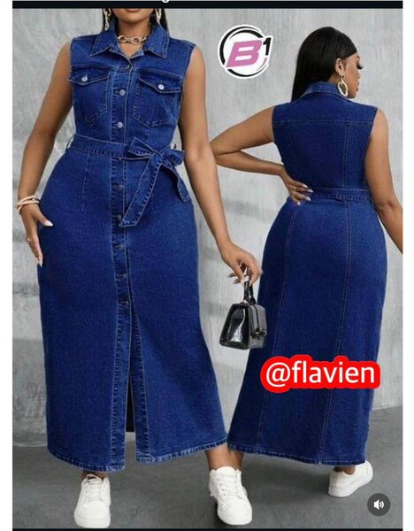 Robe longue en jean sans manches