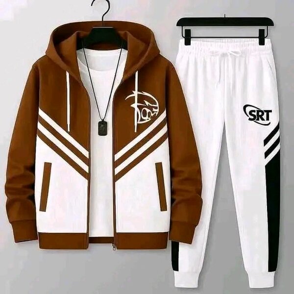 Ensemble survêtement homme marron et blanc