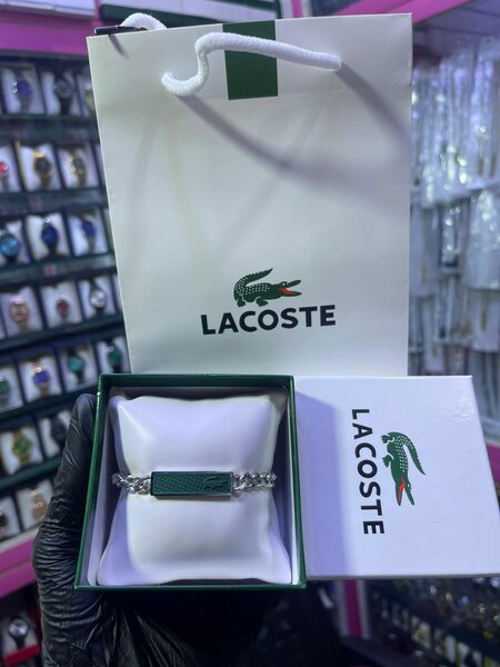 Bracelet Lacoste en cuir vert homme