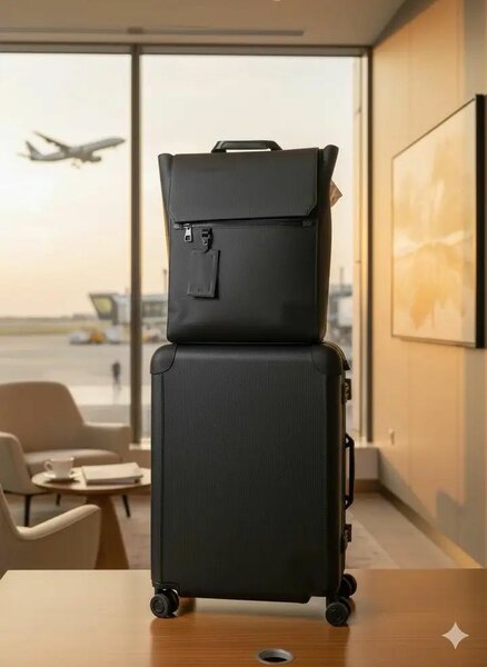 Valise trolley noir et sac cabine