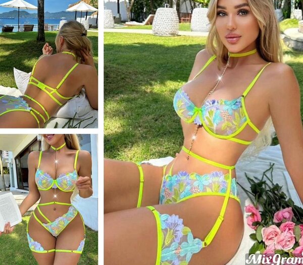 Ensemble lingerie brodé femme