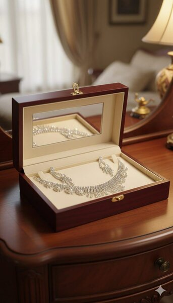 Collier diamant luxueux en bois véritable