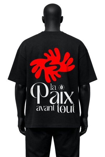T-shirt noir  - Paix Overzise