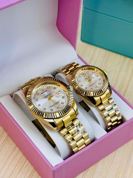 Montre couple luxe en or