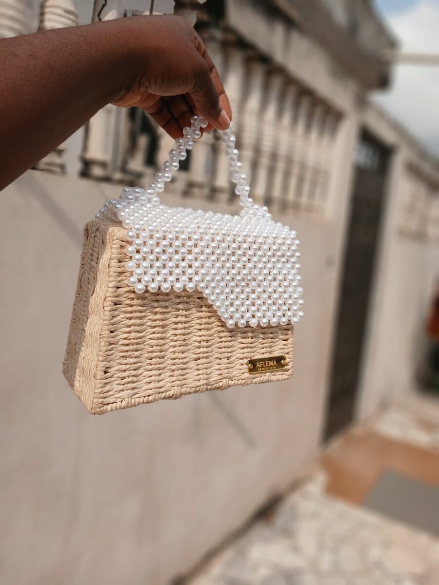 Sac à main en osier perlé pour femme