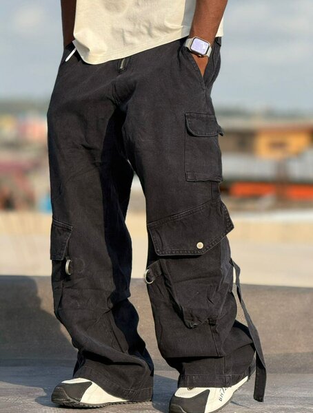 Pantalons cargo noirs homme