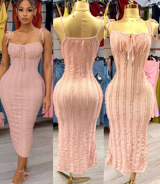 Robe Midi Plissée Rose Élégante