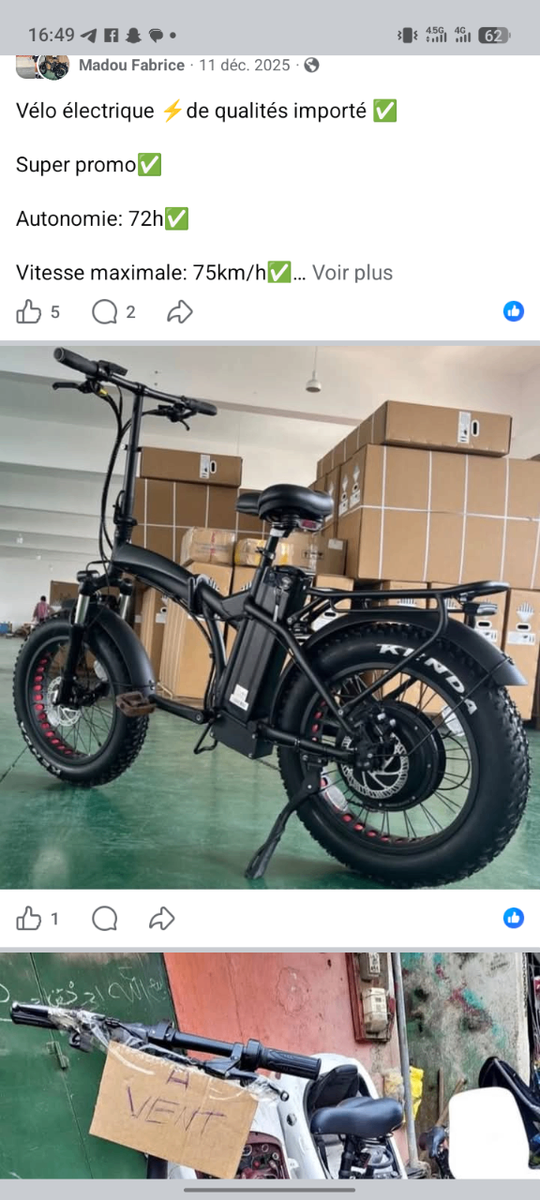 Vélo électrique pliant fat bike