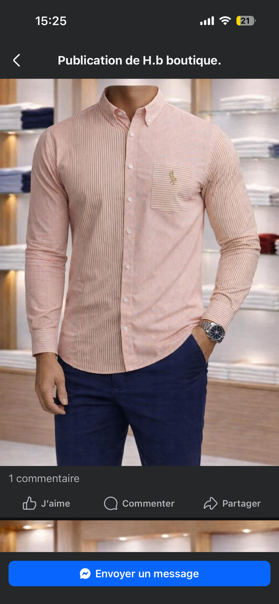 Chemise rayée élégante homme