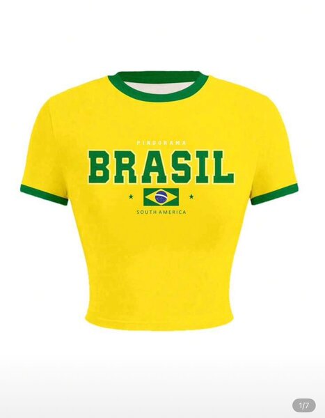 T-shirt cropped Brésil jaune