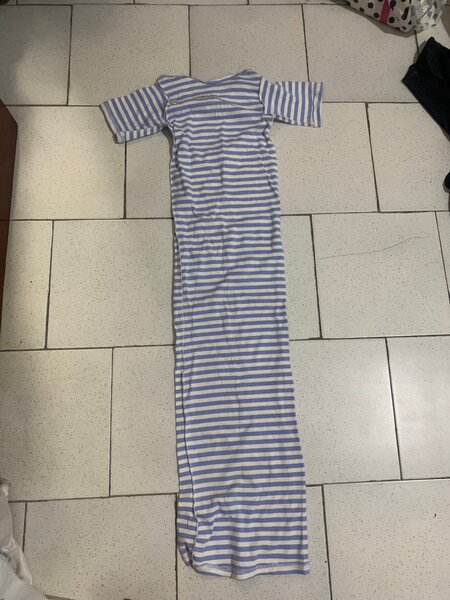 Robe longue rayée en coton