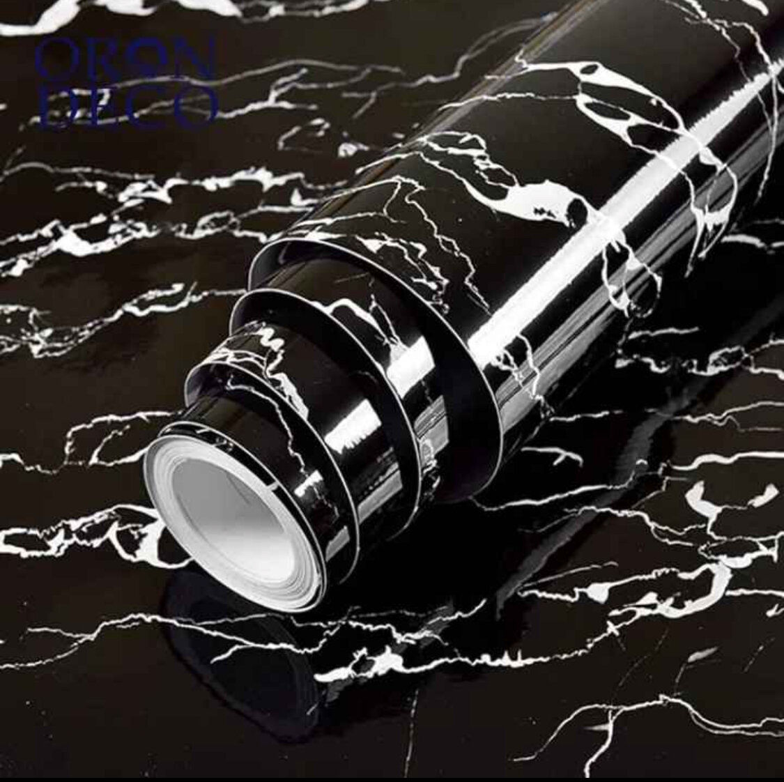 Papier peint adhésif marbre noir