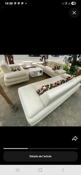 Canapé convertible en cuir blanc