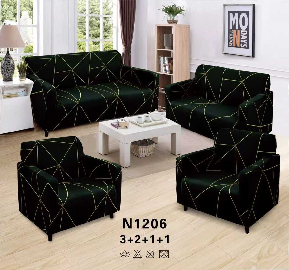 Housse de canapé extensible imprimée moderne