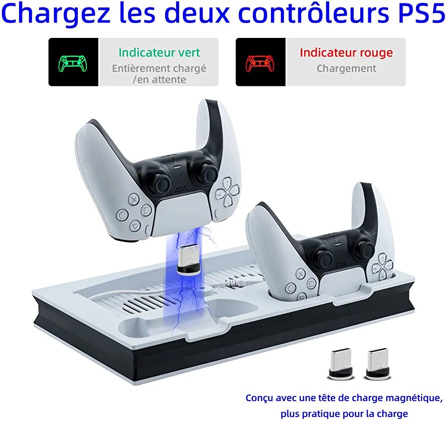 Support PS5 avec ventilateur de refroidissement pour manette