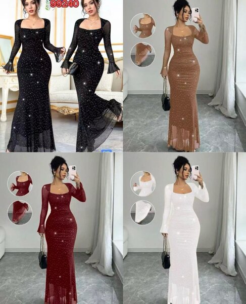 Robe longue moulante pailletée