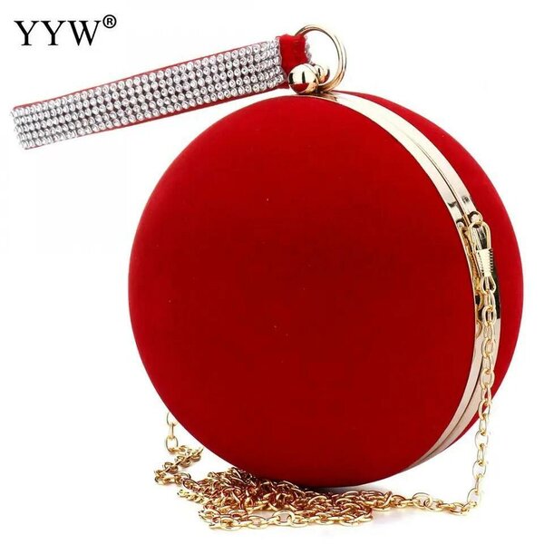 Pochette ronde velours rouge