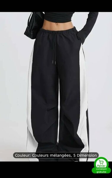 Pantalon de sport noir avec détails blancs