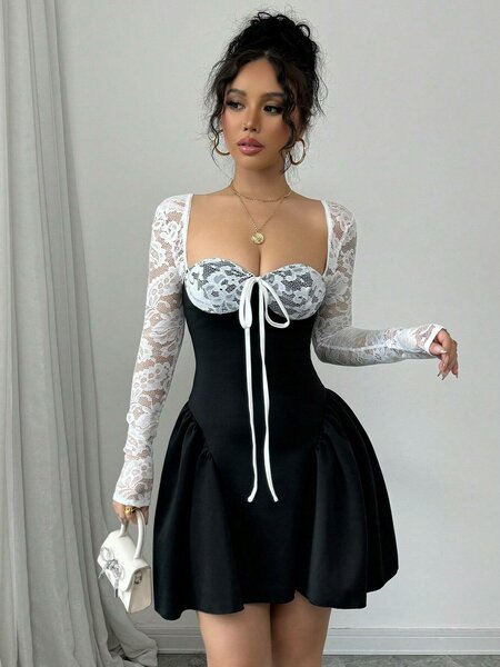 Robe courte élégante en dentelle