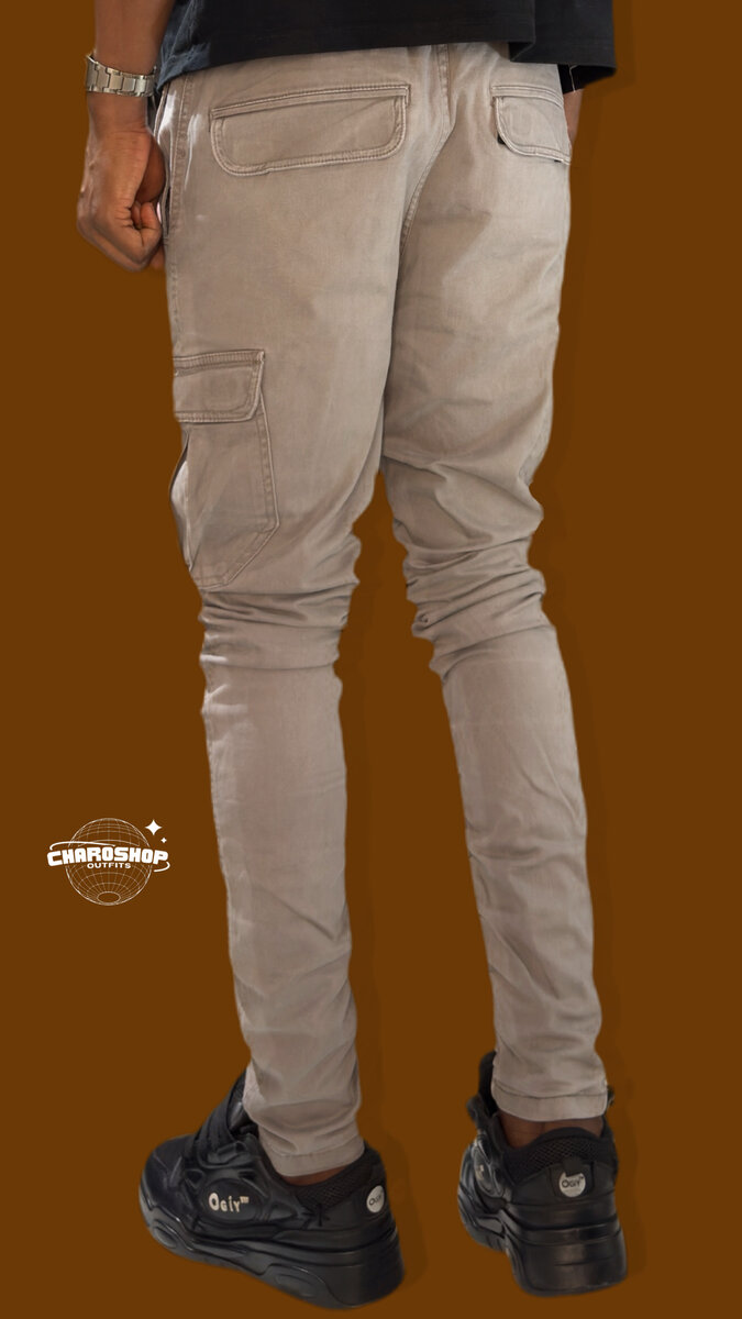 Pantalon cargo slim beige