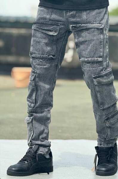 Pantalon cargo gris tendance