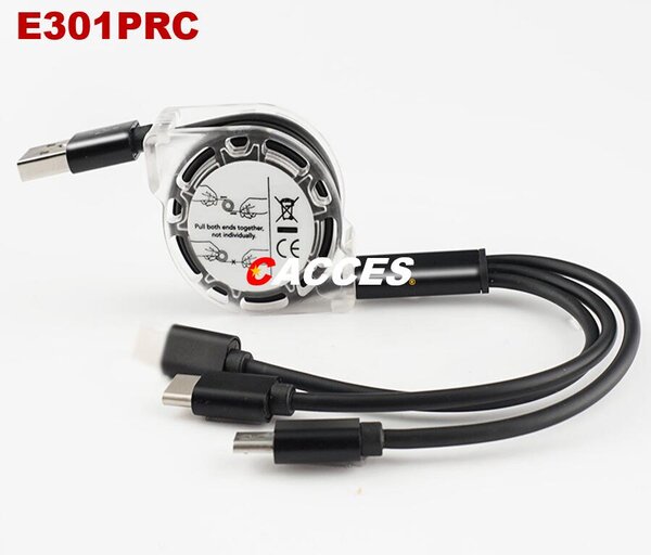 Câble USB rétractable 3-en-1