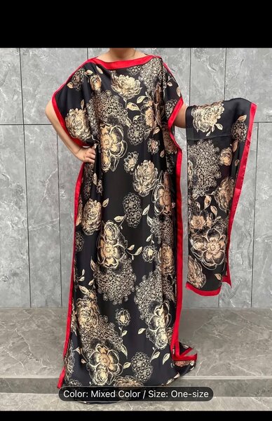 Women's Luxury Floral Kaftan Dress with Shawl