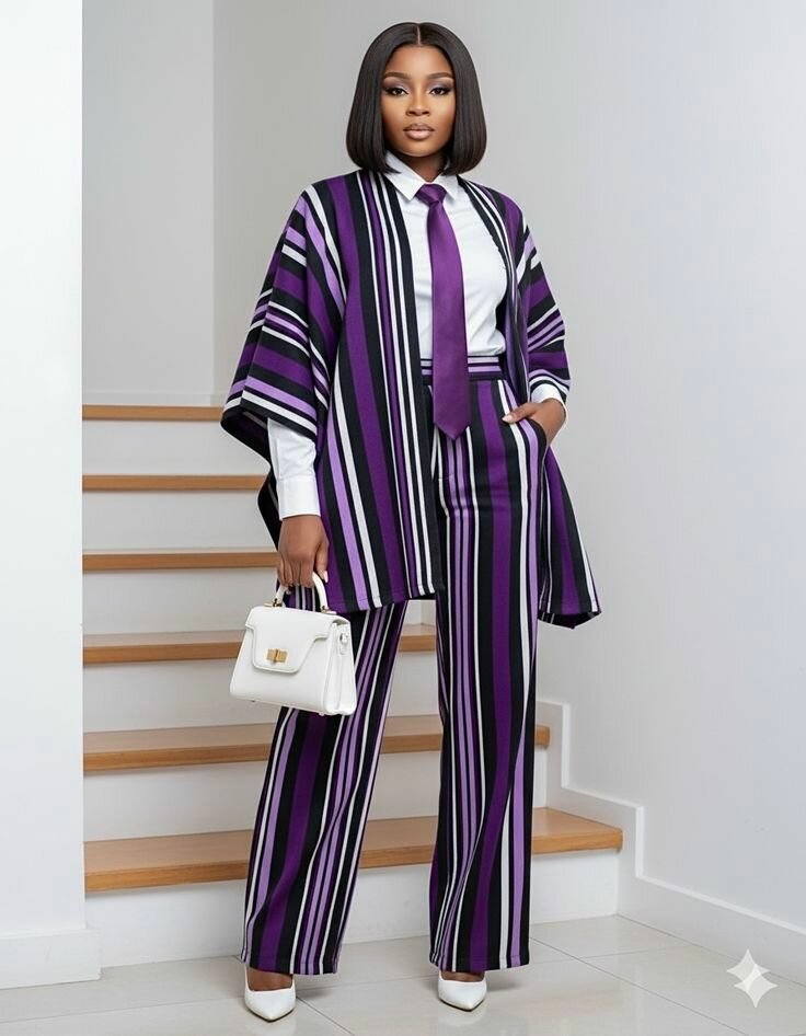 Ensemble moderne kimono rayé