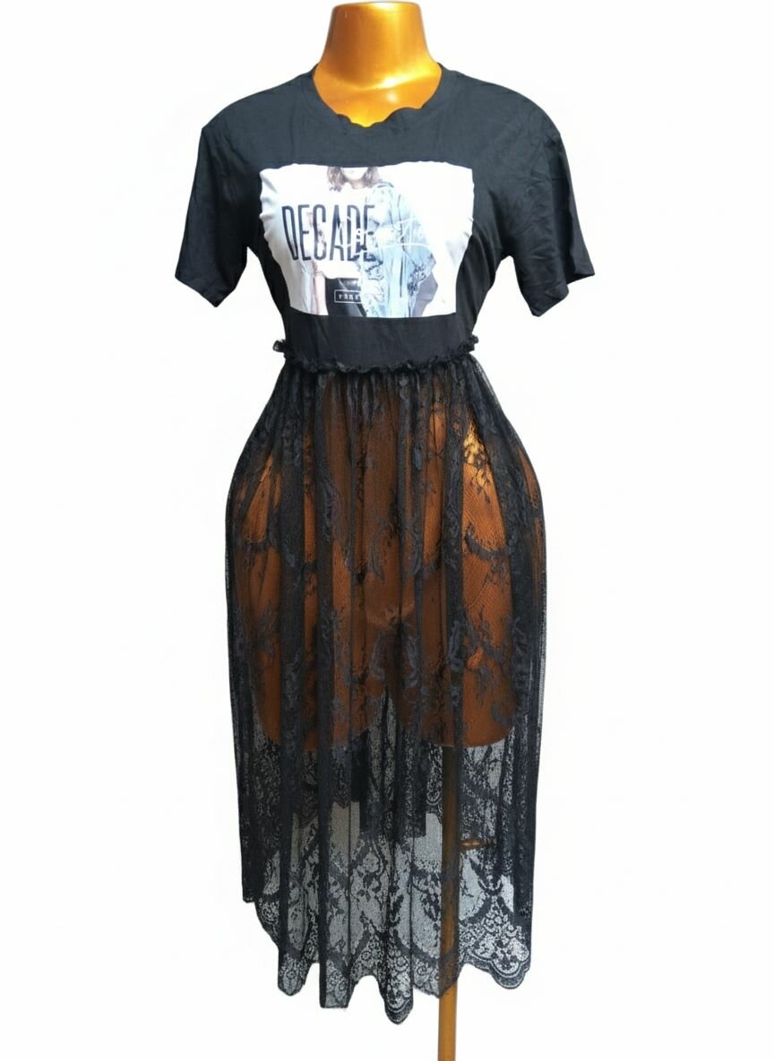 Robe T-shirt Dentelle Femme