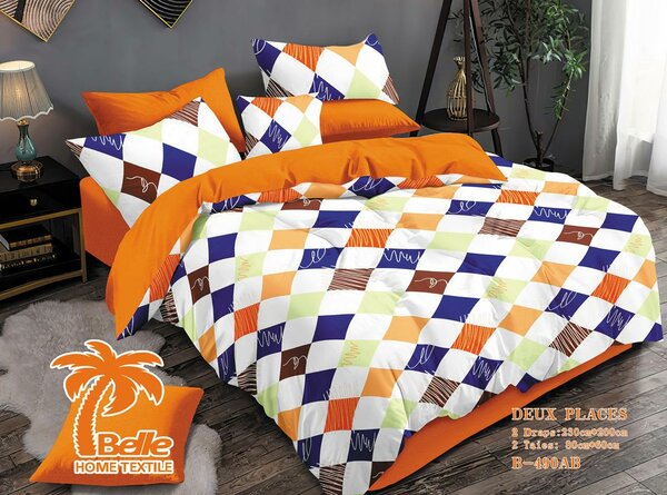 Parure de lit 2 places orange et multicolore Bale