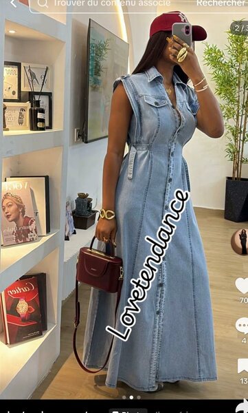 Robe longue en denim pour femme